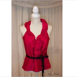 WHBM | Red Silk Halter Top